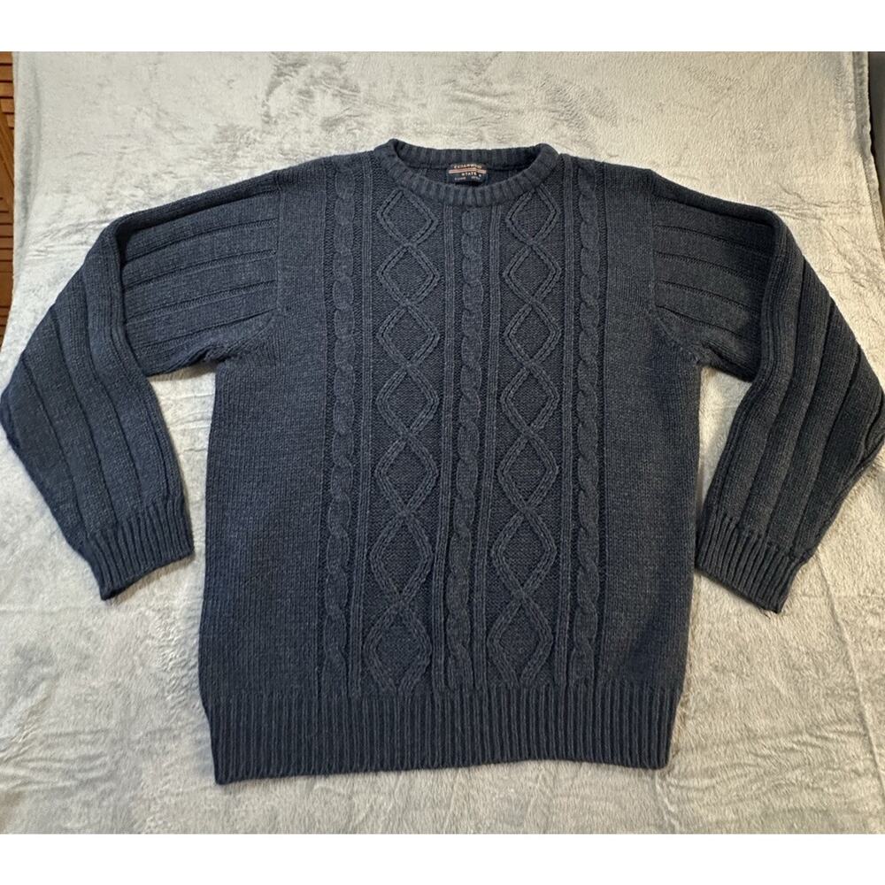 Cedarwood State Men’s Sweater XL Navy Blue Cable Knit Pullover Acrylic Jumper